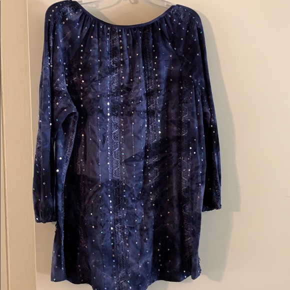 JM Collection Sequin Tie-Dyed blouse - Picture 2 of 5